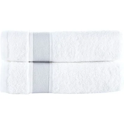 Brooks Brothers Ottoman Rolls 2-pack Turkish Cotton Bath Sheets In White
