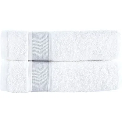 Brooks Brothers Ottoman Rolls 2-pack Turkish Cotton Bath Sheets In White/silver