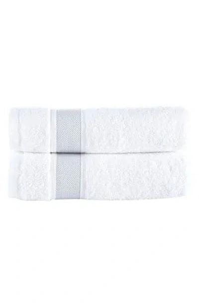 Brooks Brothers Ottoman Rolls 2-pack Turkish Cotton Hand Towels In White/silver