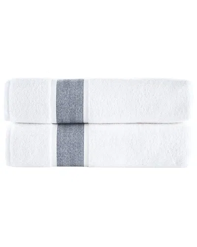 Brooks Brothers Ottoman Rolls 2pc Bath Sheets In Navy