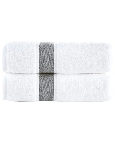 Brooks Brothers Ottoman Rolls 2pc Bath Towels In Silver