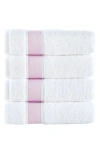 Brooks Brothers Ottoman Rolls 4-pack Turkish Cotton Hand Towels In White/pink
