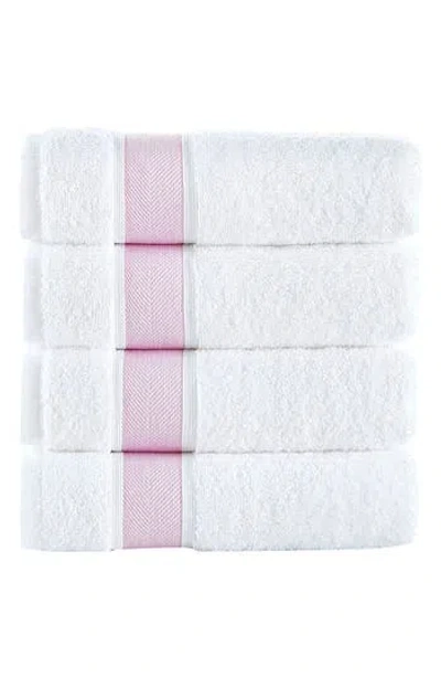 Brooks Brothers Ottoman Rolls 4-pack Turkish Cotton Hand Towels In White/pink