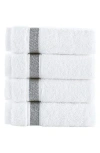 Brooks Brothers Ottoman Rolls 4-pack Turkish Cotton Wash Cloths In White/anthracite