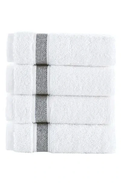 Brooks Brothers Ottoman Rolls 4-pack Turkish Cotton Wash Cloths In White/anthracite