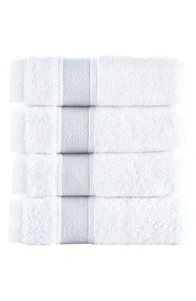 Brooks Brothers Ottoman Rolls 4-pack Turkish Cotton Wash Cloths In White/silver