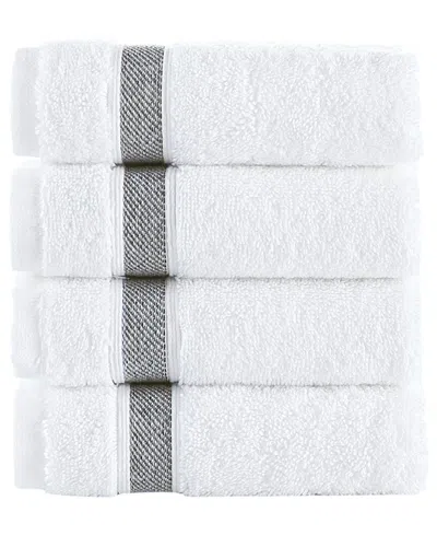 Brooks Brothers Ottoman Rolls 4pc Wash Towels In Silver