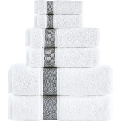 Brooks Brothers Ottoman Rolls 6-piece Towel Set In Gray