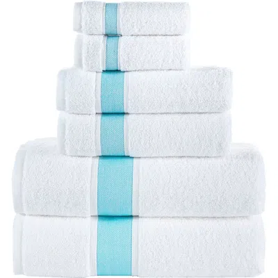 Brooks Brothers Ottoman Rolls 6-piece Towel Set<br /> In White/sea Glass