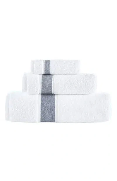 Brooks Brothers Ottoman Rolls Turkish Cotton 3-piece Bath Essential Towels In White/ Navy