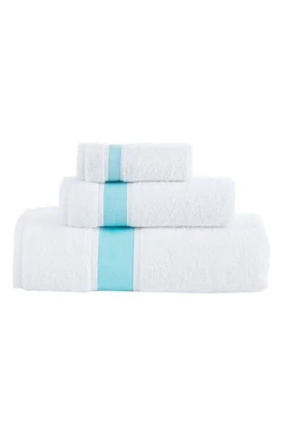 Brooks Brothers Ottoman Rolls Turkish Cotton 3-piece Bath Essential Towels In White/ Sea Glass