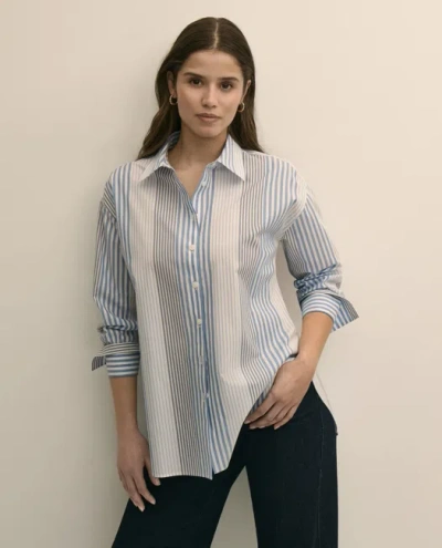 Brooks Brothers Oversized Cotton Pinstripe Shirt In Blue