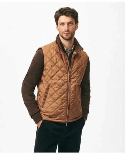 Brooks Brothers Paddock Diamond Quilted Vest In Brown
