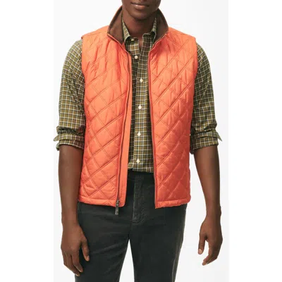 Brooks Brothers Paddock Water Repellent Diamond Quilted Vest In Medium Orange