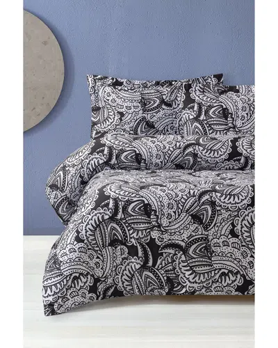 Brooks Brothers Paisley Cotton Sateen Duvet Cover Set In Black