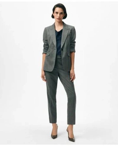 Brooks Brothers Peak Lapel Jacket In Flannel Wool In Grey