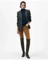 Brooks Brothers Peak Lapel Jacket In Herringbone Cotton Blend In Brown