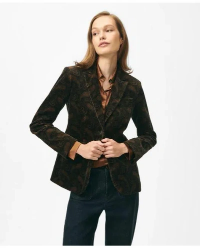 Brooks Brothers Peak Lapel Jacket In Paisley Corduroy In Brown