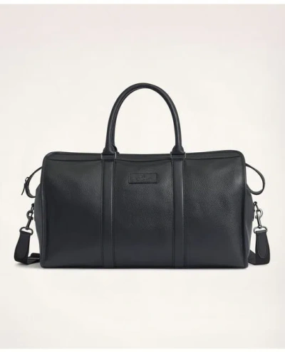 Brooks Brothers Pebbled Leather Duffel Bag In Black