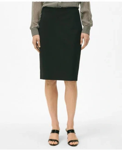 Brooks Brothers Pencil Skirt In Fine Twill Stretch Crepe In Black