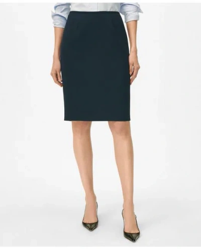 Brooks Brothers Pencil Skirt In Fine Twill Stretch Crepe In Navy