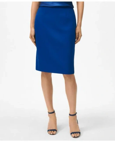 Brooks Brothers Pencil Skirt In Fine Twill Stretch Crepe In Medium Navy