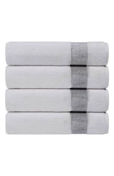 Brooks Brothers Pera 4-piece Turkish Cotton Washcloths In Silver