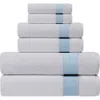 Brooks Brothers Pera 6-piece Turkish Cotton Bath Towel Set In White/light Blue