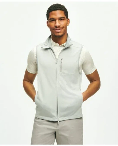 Brooks Brothers Performance Series Full-zip Pique Vest In Light Grey Heather