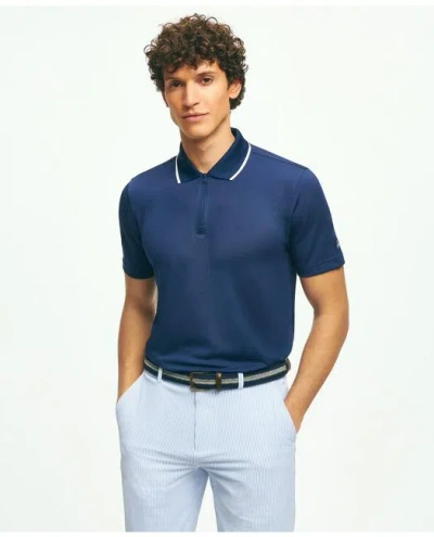 Brooks Brothers Performance Series Half-zip Pique Polo Shirt In Dark Blue