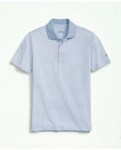 Brooks Brothers Performance Series Micro Stripe Jersey Polo Shirt | Light Blue | Size Large
