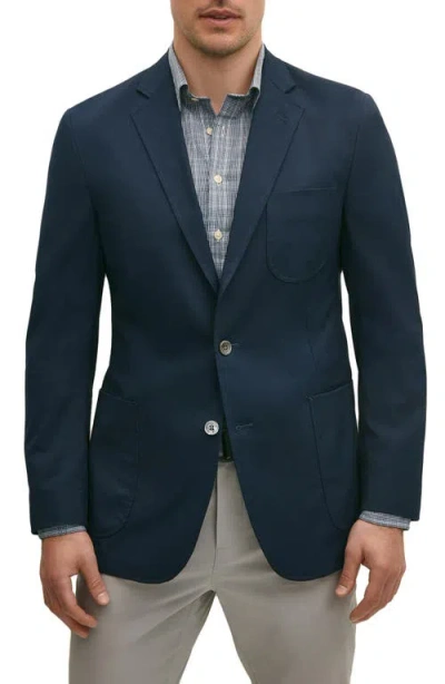 Brooks Brothers Performance Series Navy Stretch Cotton Blend Blazer Jacket In Blue