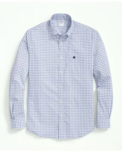 Brooks Brothers Performance Series Stretch Button-down Collar, Checked Sport Shirt | Blue | Size Xl