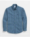 Brooks Brothers Performance Series Stretch Button-down Collar, Checked Sport Shirt In Dark Green