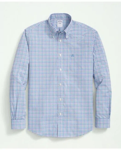 Brooks Brothers Performance Series Stretch Button-down Collar, Checked Sport Shirt | Green | Size 2xl
