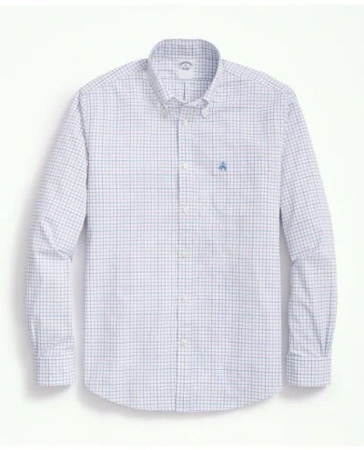 Brooks Brothers Performance Series Stretch Button-down Collar, Checked Sport Shirt In Green