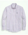 Brooks Brothers Performance Series Stretch Button-down Collar, Checked Sport Shirt In Light Blue