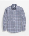 Brooks Brothers Performance Series Stretch Button-down Collar, Checked Sport Shirt In Navy