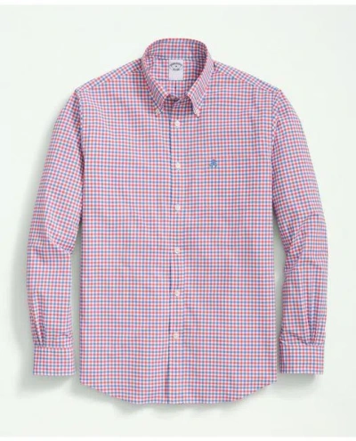 Brooks Brothers Performance Series Stretch Button-down Collar, Checked Sport Shirt | Red | Size Xs