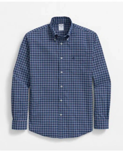 Brooks Brothers Performance Series Stretch Button-down Collar, Graph Check Sport Shirt In Navy