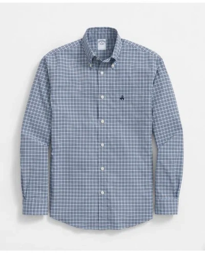 Brooks Brothers Performance Series Stretch Button-down Collar, Micro Checked Sport Shirt In Dark Blue