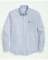 Brooks Brothers Performance Series Stretch Button-down Collar, Striped Sport Shirt In Green