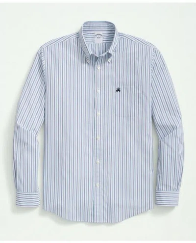 Brooks Brothers Performance Series Stretch Button-down Collar, Striped Sport Shirt In Green