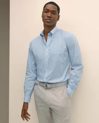 Brooks Brothers Performance Series Stretch Polo Button-down Collar, Candy Stripe Sport Shirt In Blue