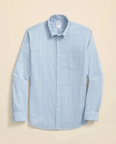 Brooks Brothers Performance Series Stretch Polo Button-down Collar, Glen Plaid Sport Shirt In Blue