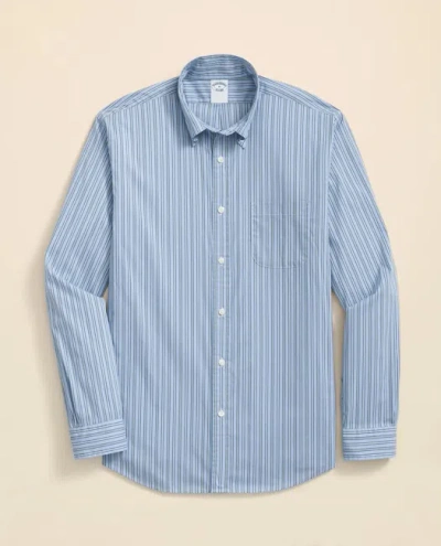 Brooks Brothers Performance Series Stretch Polo Button-down Collar, Striped Sport Shirt In Purple