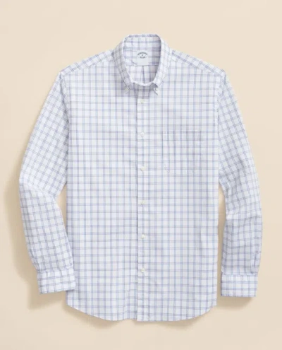 Brooks Brothers Performance Series Stretch Polo Button-down Collar, Windowpane Sport Shirt In Blue