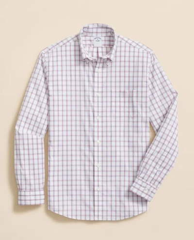 Brooks Brothers Performance Series Stretch Polo Button-down Collar, Windowpane Sport Shirt In Multi