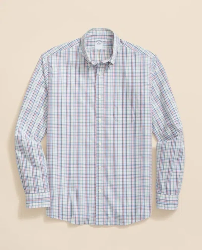 Brooks Brothers Performance Series Stretch Polo Button-down Collar, Windowpane Sport Shirt In Multi