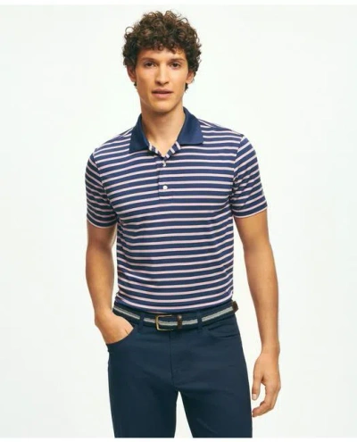 Brooks Brothers Performance Series Stripe Jersey Polo Shirt | Navy | Size Small
